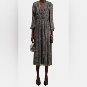 The Kooples Pleated Metallic Dress NWT Size 0= Size XS= US 2
